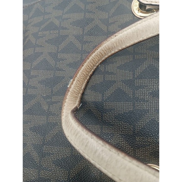 Michael Kors Jet Set MK Logo Brown Leather Tote Bag Purse - Picture 6 of 10